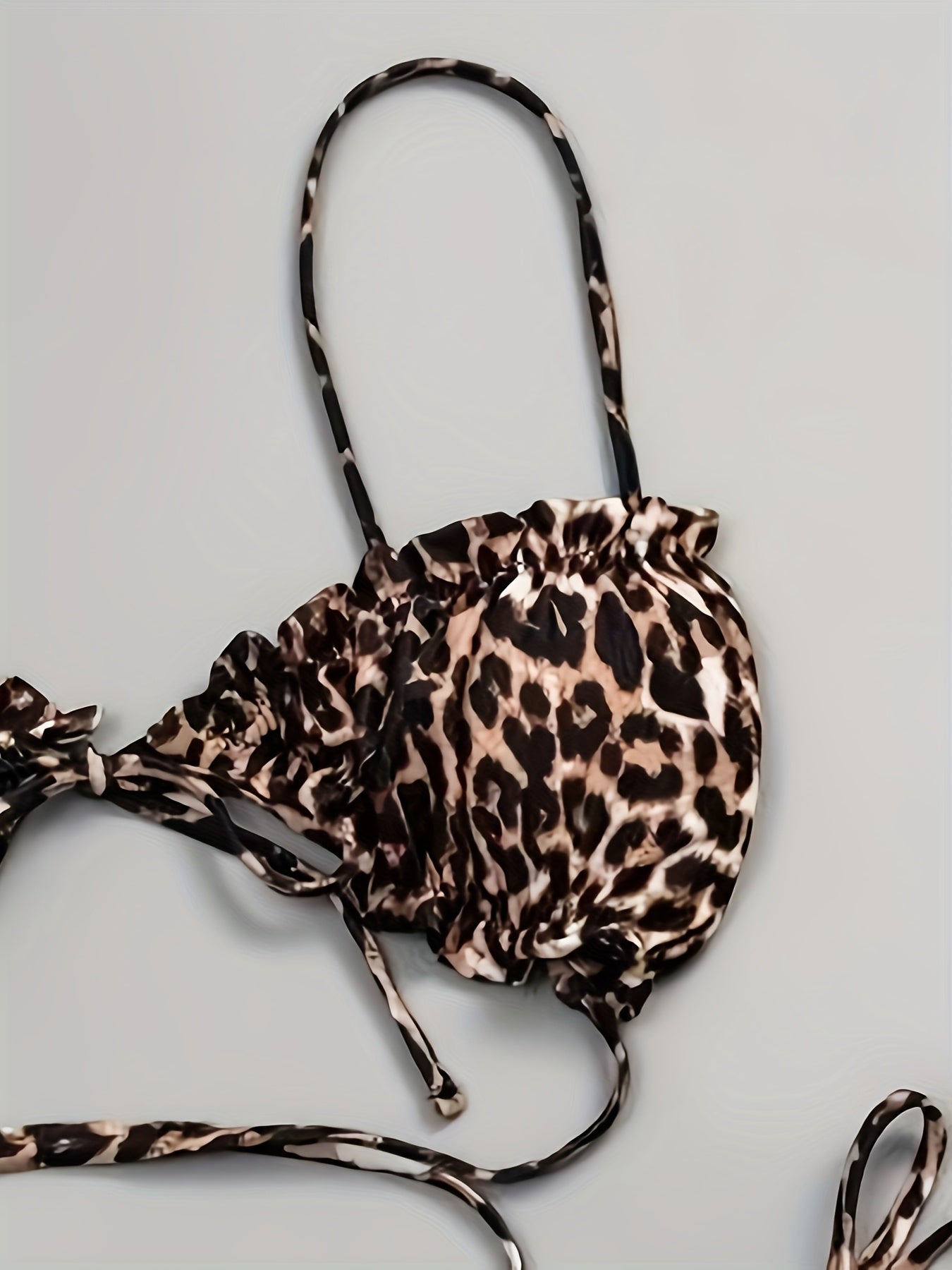 2025 New Two-Piece Bikini with Leopard Print and Ruffled Hem, Sexy Tummy Cover-Up Swimsuit